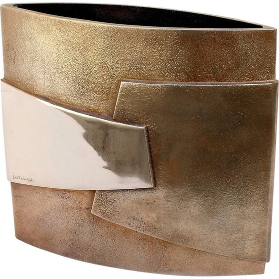 Image 1 of Vintage bronzen vaas abstracte kunst door Esa Fedrigolli voor Esart Italië, 1980