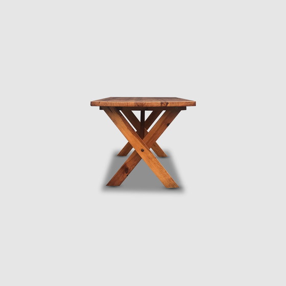 Image 1 of Modernistische X-poot eettafel door Ate Van Apeldoorn voor Houtwerk Hattem 1970S