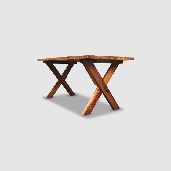 Image 1 of Modernistische X-poot eettafel door Ate Van Apeldoorn voor Houtwerk Hattem 1970S