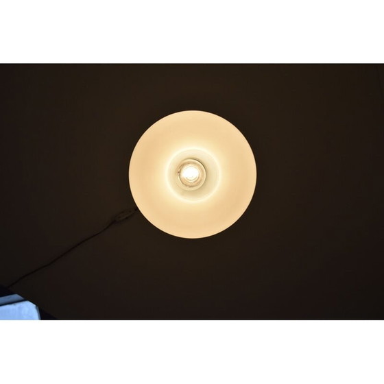 Image 1 of Vintage melkglas en koperen hanglamp, Tsjecho-Slowakije 1960