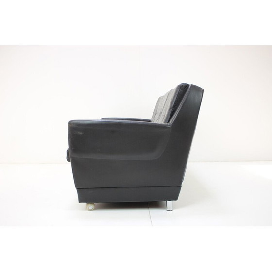 Image 1 of Mid century lederen 3-zitsbank, Duitsland 1960