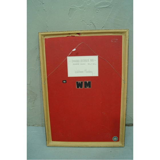 Image 1 of Scandinavisch modernistisch gouache-schilderij door Waldemar Marberg, 1953