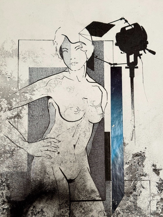 Image 1 of Eugene Eechaut (1928-2019) - Inktcompositie met een vrouw. 1977