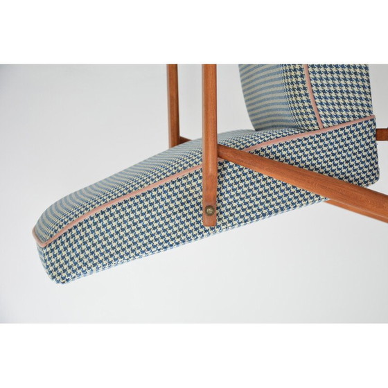 Image 1 of Vintage fauteuil Fox houndstooth blauw