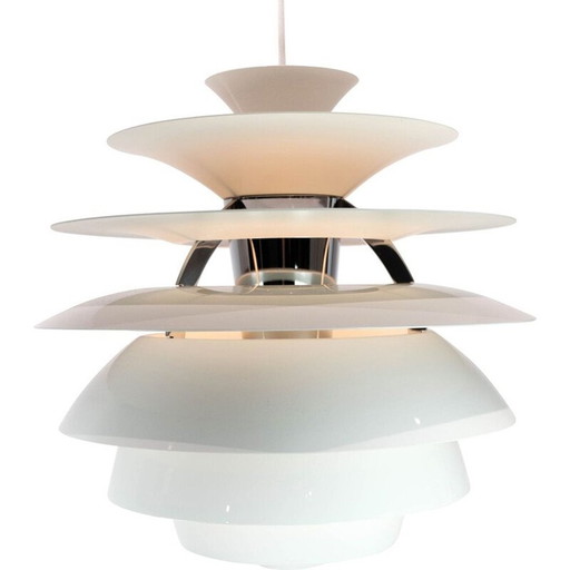 Vintage PH Snowball hanglamp met wit gelakte kappen van Poul Henningsen voor Louis Poulsen