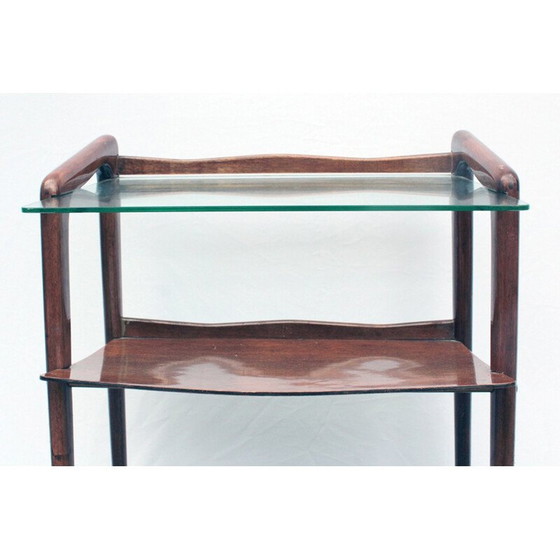 Image 1 of Vintage bijzettafel van hout en glas, Italië 1960