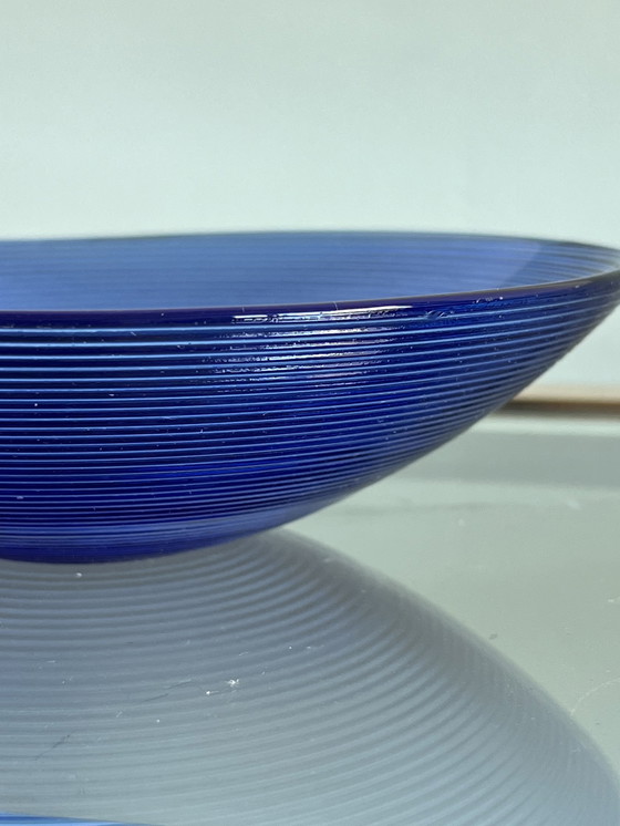 Image 1 of Vintage schaaltje blauw geribbeld