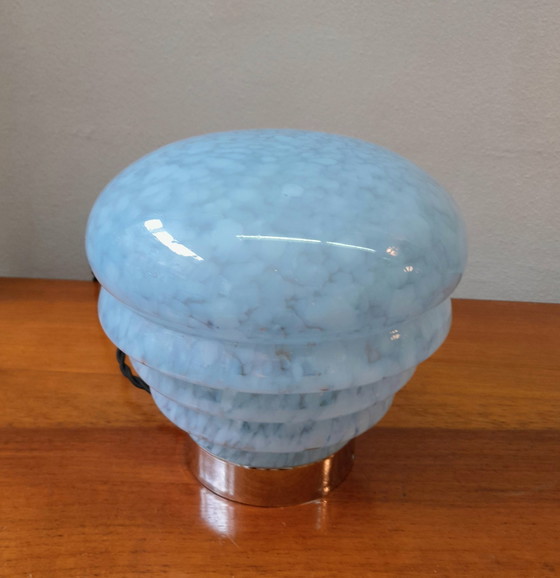 Image 1 of Tafellamp Art Deco Verre De Clichy Blauw