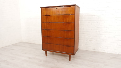 Vintage Deense Ladekast | Teak | 6 Lades | 120 Cm