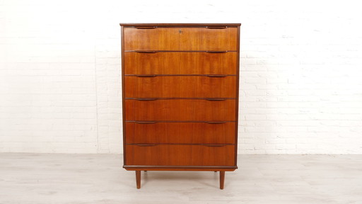 Vintage Deense Ladekast | Teak | 6 Lades | 120 Cm