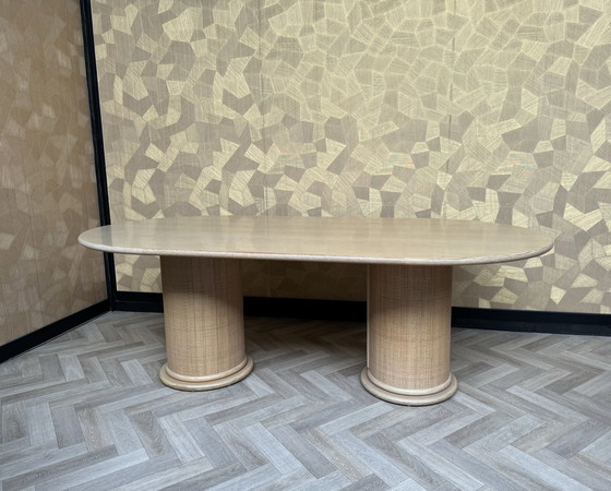 Image 1 of Rotan eetkamer tafel