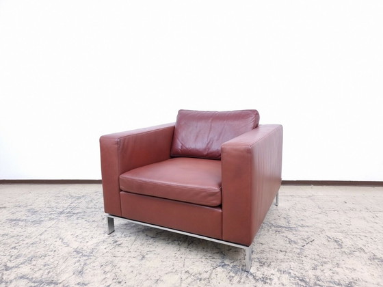 Image 1 of Walter Knoll Foster fauteuil 503 Bruin design fauteuil leren fauteuil unieke zitting