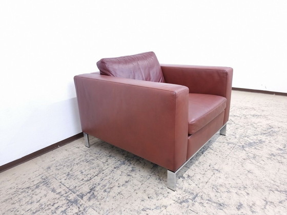 Image 1 of Walter Knoll Foster fauteuil 503 Bruin design fauteuil leren fauteuil unieke zitting