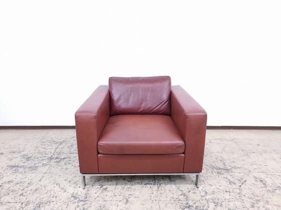 Image 1 of Walter Knoll Foster fauteuil 503 Bruin design fauteuil leren fauteuil unieke zitting