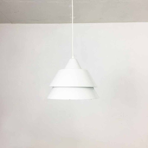 Image 1 of Vintage wit metalen hanglamp door Jo Hammerborg voor Fog en Morup, 1960