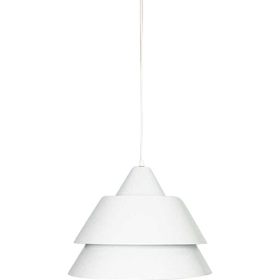 Image 1 of Vintage wit metalen hanglamp door Jo Hammerborg voor Fog en Morup, 1960