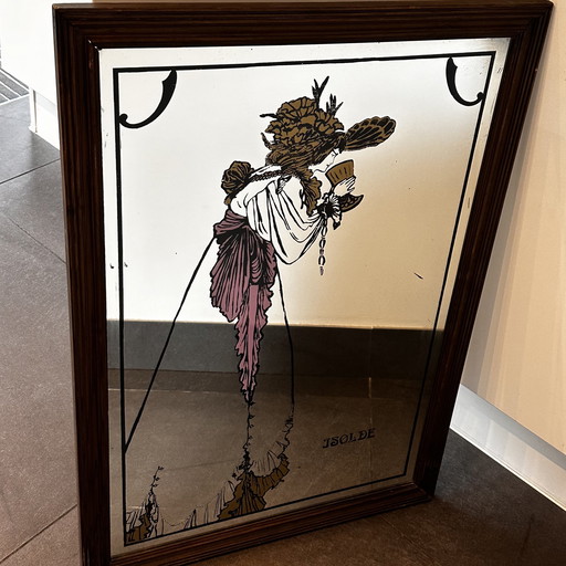 90 cm hoog - Beardsley spiegel Isolde - art nouveau afbeelding