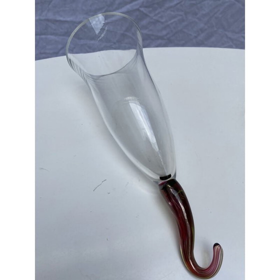 Image 1 of Serge Mansau's vintage glas voor hangend of droog bodem in kleurloos kristal voor Murano