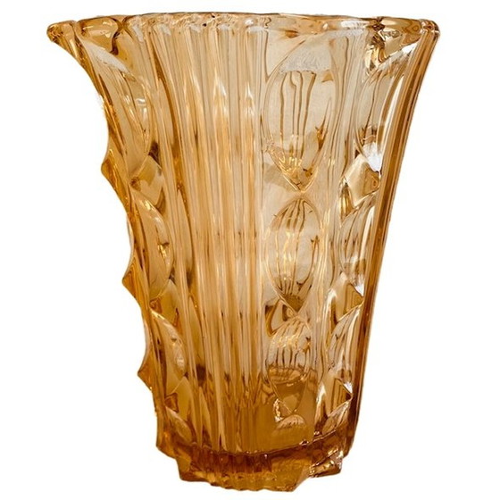 Image 1 of Artdeco Stolze vaas roze perzik glas 1930's