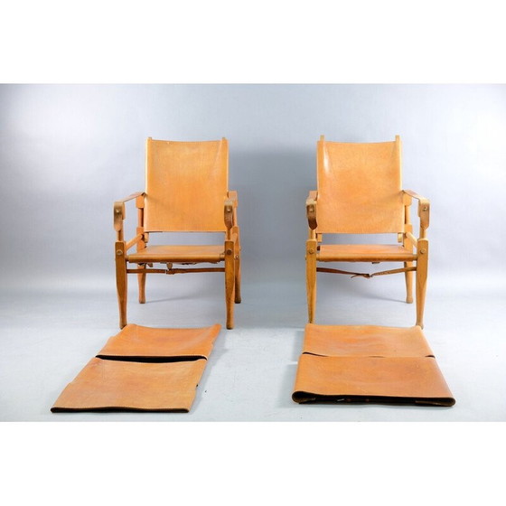 Image 1 of Paar vintage Safari fauteuils in cognac leer van Wilhelm Kienzle voor Wohnbedarf, Zwitserland 1949