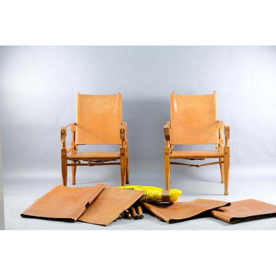 Image 1 of Paar vintage Safari fauteuils in cognac leer van Wilhelm Kienzle voor Wohnbedarf, Zwitserland 1949