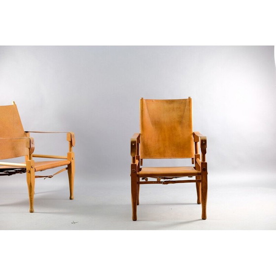 Image 1 of Paar vintage Safari fauteuils in cognac leer van Wilhelm Kienzle voor Wohnbedarf, Zwitserland 1949