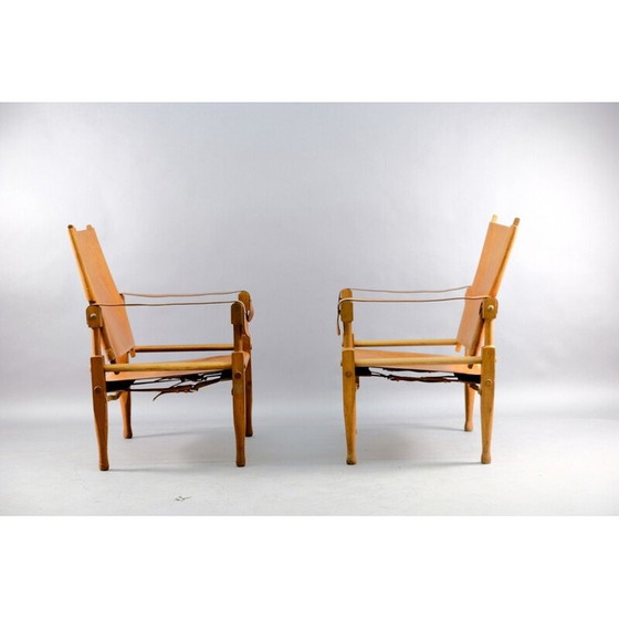 Image 1 of Paar vintage Safari fauteuils in cognac leer van Wilhelm Kienzle voor Wohnbedarf, Zwitserland 1949