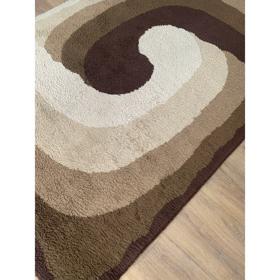 Image 1 of Wollen "zomertijd" vintage tapijt van Louis de Poortere, België 1970