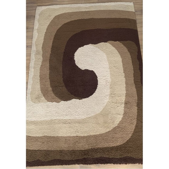 Image 1 of Wollen "zomertijd" vintage tapijt van Louis de Poortere, België 1970