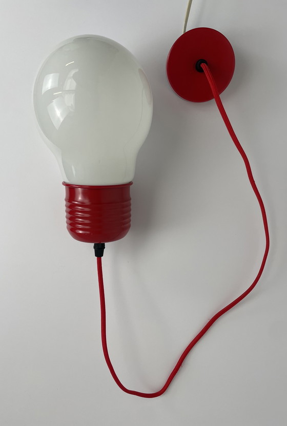 Image 1 of Vintage opaline hanglamp grote gloeilamp bulb XL pop art 