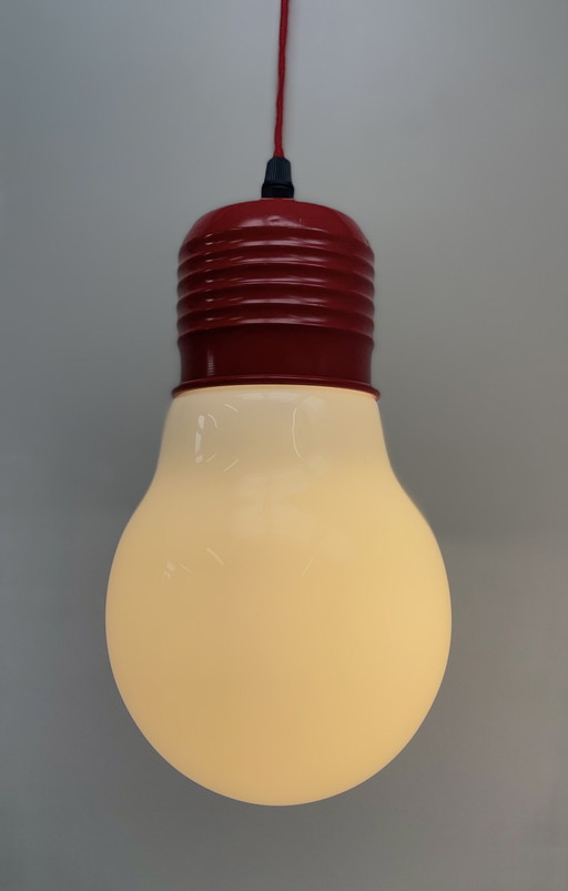 Vintage opaline hanglamp grote gloeilamp bulb XL pop art 