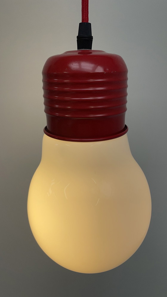 Image 1 of Vintage opaline hanglamp grote gloeilamp bulb XL pop art 