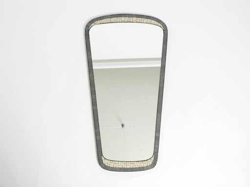 Prachtige Mid Century Moderne Mozaïek Wandspiegel Met Zwaar Messing Montuur Door Münchner Zierspiegel