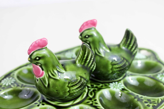 Image 1 of Aardewerk eierset met zout en peper 1960