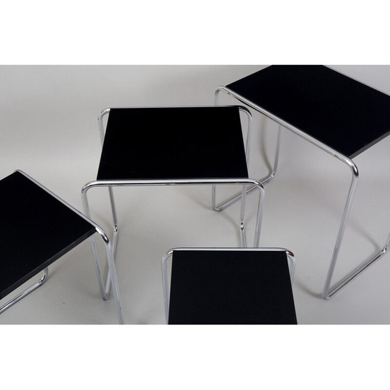 Image 1 of Vintage chroom en gelakt hout nesttafel van Kovona, 1950