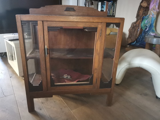 Image 1 of Art Deco Houten Vitrinekast In Uitstekende Staat