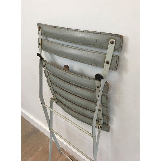 Image 1 of Paar vintage klapstoelen van wit gelakt metaal, Italië 1970