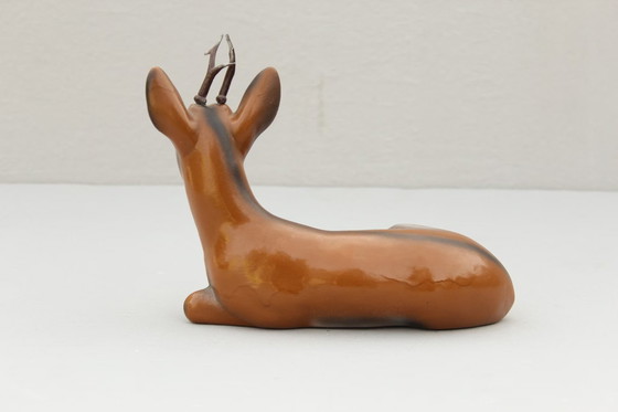 Image 1 of Roebuck keramiek figuur van Griebel, Midcentury tuin figuur