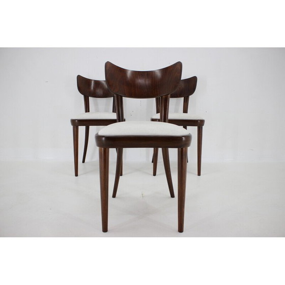 Image 1 of Set van 3 vintage beuken eetkamerstoelen, Tsjecho-Slowakije 1950