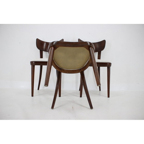 Image 1 of Set van 3 vintage beuken eetkamerstoelen, Tsjecho-Slowakije 1950