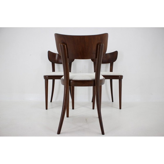 Image 1 of Set van 3 vintage beuken eetkamerstoelen, Tsjecho-Slowakije 1950