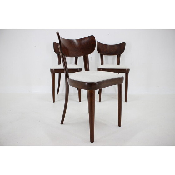 Image 1 of Set van 3 vintage beuken eetkamerstoelen, Tsjecho-Slowakije 1950