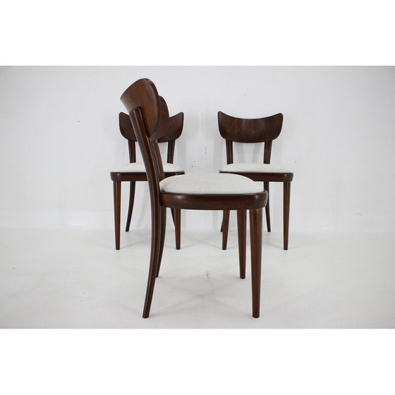 Image 1 of Set van 3 vintage beuken eetkamerstoelen, Tsjecho-Slowakije 1950