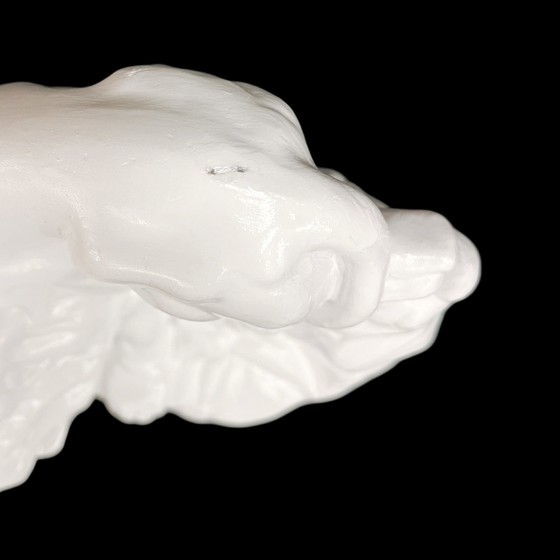 Image 1 of Witte klei, groot Art Deco leeuwenfiguur, Tsjechië, begin 20e eeuw