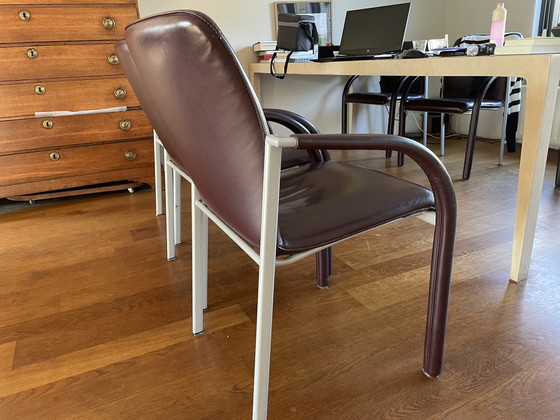 Image 1 of 6x Leolux eetkamerstoelen myto donkerrood