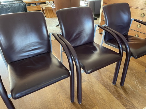 6x Leolux eetkamerstoelen myto donkerrood