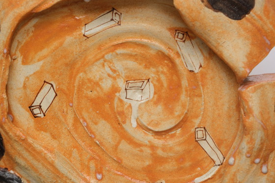 Image 1 of Keramische Oribe-ware stoel van Suziki Goro