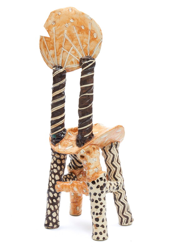 Image 1 of Keramische Oribe-ware stoel van Suziki Goro