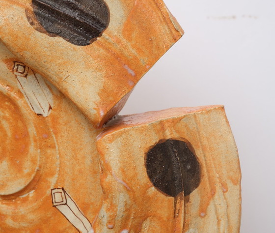 Image 1 of Keramische Oribe-ware stoel van Suziki Goro