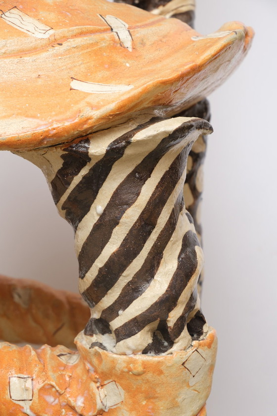 Image 1 of Keramische Oribe-ware stoel van Suziki Goro